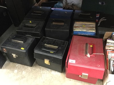 Lot 247 - Nine cases of 7" single records in vinyl cases together with three boxes of 7” singles