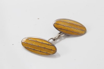 Lot 92 - Pair Charles Horner silver and yellow enamel cuff links