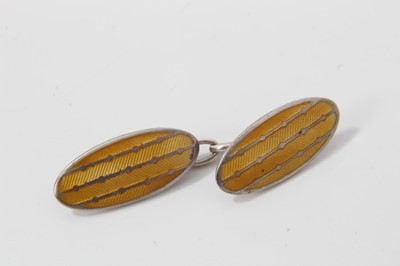 Lot 92 - Pair Charles Horner silver and yellow enamel cuff links