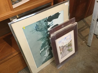 Lot 272 - Three watercolours of Manningtree and Mistley together with Lowry prints