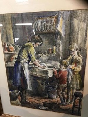 Lot 484 - Anthea Durose (contemporary) watercolour, domestic scene, signed, 48 x 37cm, framed