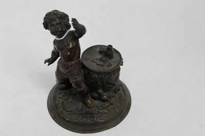 Lot 2004 - Unusual Bronze novelty inkwell with putti mount