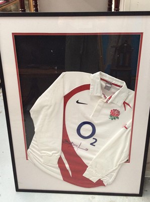 Lot 283 - Lawrence Dallaglio signed England rugby shirt in glazed frame