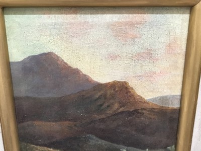 Lot 225 - Edwardian English school oil on canvas study of a mountainous landscape in white painted frame