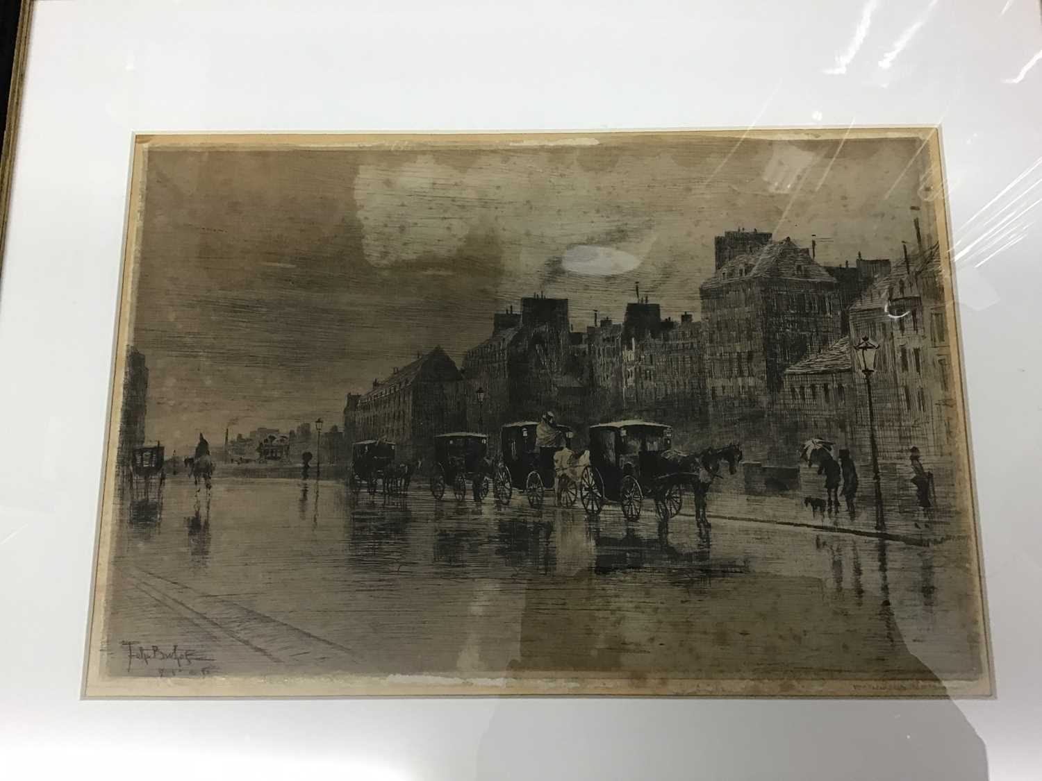 Lot 349 - Felix Buhot (1847-1898) - The Cab Stand 19th C. etching