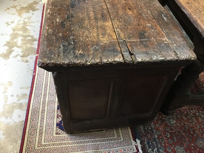 Lot 1300 - Large 17th century carved oak coffer with tulip decoration