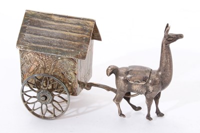 Lot 327 - Unusual late 19th century stamp box modelled as hut, pulled by a Llama