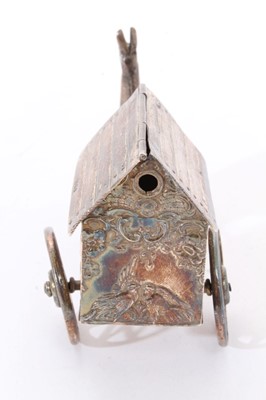 Lot 327 - Unusual late 19th century stamp box modelled as hut, pulled by a Llama