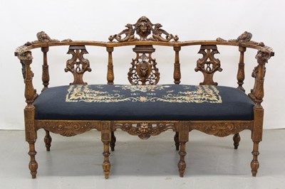 Lot 1369 - 19th century Continental carved twin seater settee