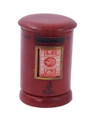 Lot 331 - Edwardian red leather smoker's compendium, in the form of a Pillar Box.