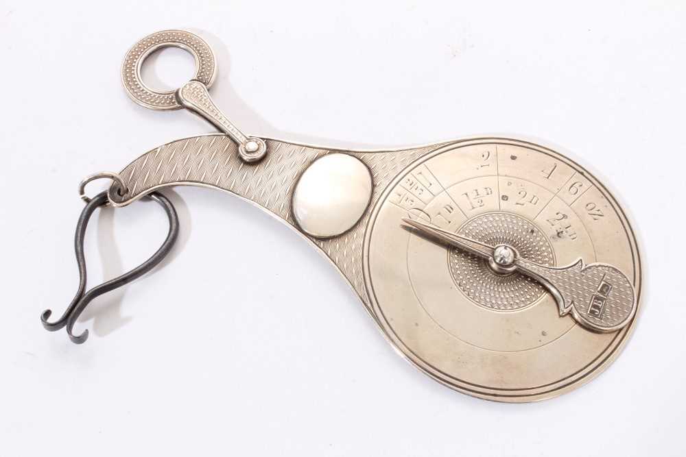 Lot 332 - Unusual Victorian silver letter scale.(London 1872) Maker JB. Back stamped F West.