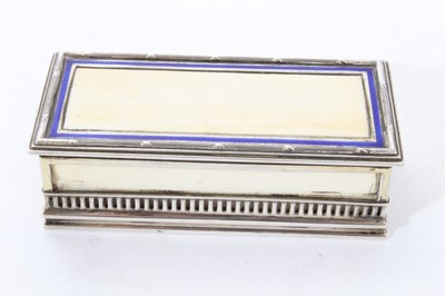 Lot 340 - Late 19th/early 20th century German ivory and silver mounted stamp holder.
