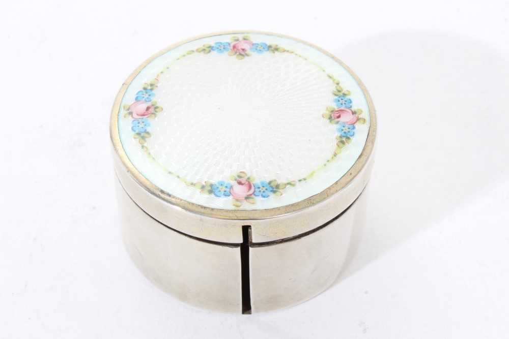 Lot 341 - Continental silver and enamel stamp reel holder of circular form