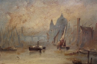 Lot 1173 - English School, early 20th century, oil on board - On The Thames, in gilt frame, 17.5cm x 25cm