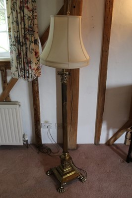 Lot 1331 - Antique brass corinthian column standard lamp