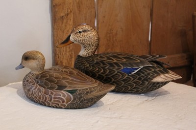 Lot 1332 - Two fine quality modern decoy ducks including Mallard drake by Mike Wood and Grey Teal by Stephen Darryl Gibbs