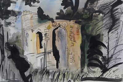 Lot 1177 - *John Piper (1903-1992) ink and watercolour - Welsh Chapel, signed, in glazed frame, 29cm x 38.5cm