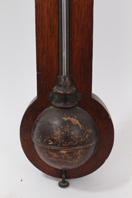 Lot 617 - 19th century oak stick barometer/thermometer by M.Alexander, London, 94 cm high