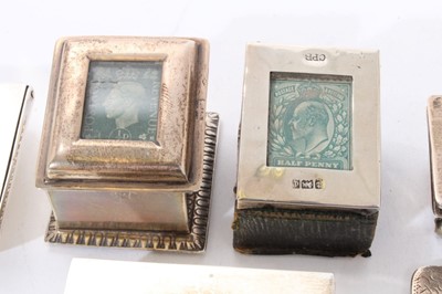 Lot 350 - Selection of eight early 20th century silver stamp holders and boxes.