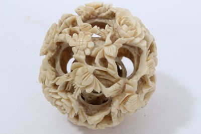 Lot 252 - Late 19th century Chinese puzzle ball on stand
