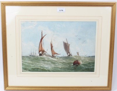 Lot 1098 - John Faulkner (1835-1894) watercolour, Ships on a swell