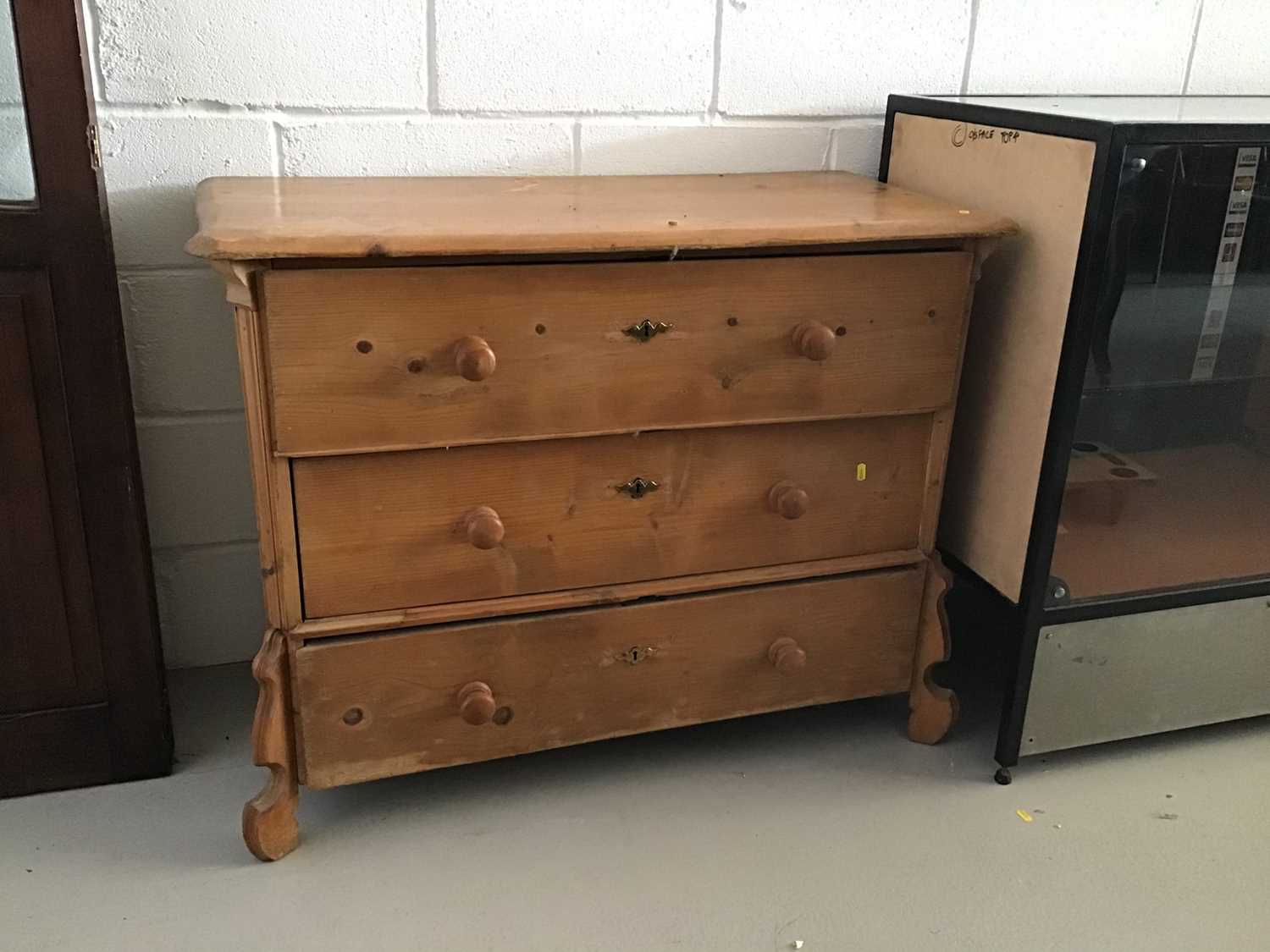 Lot 20 - Continental old pine chest of three drawers...