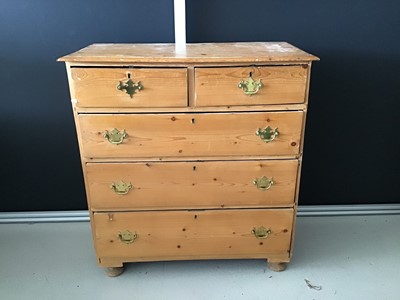 Lot 19 - Antique pine chest of two short and three long...