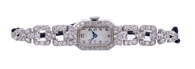 Lot 617 - 1930s Ladies Art Deco diamond cocktail watch