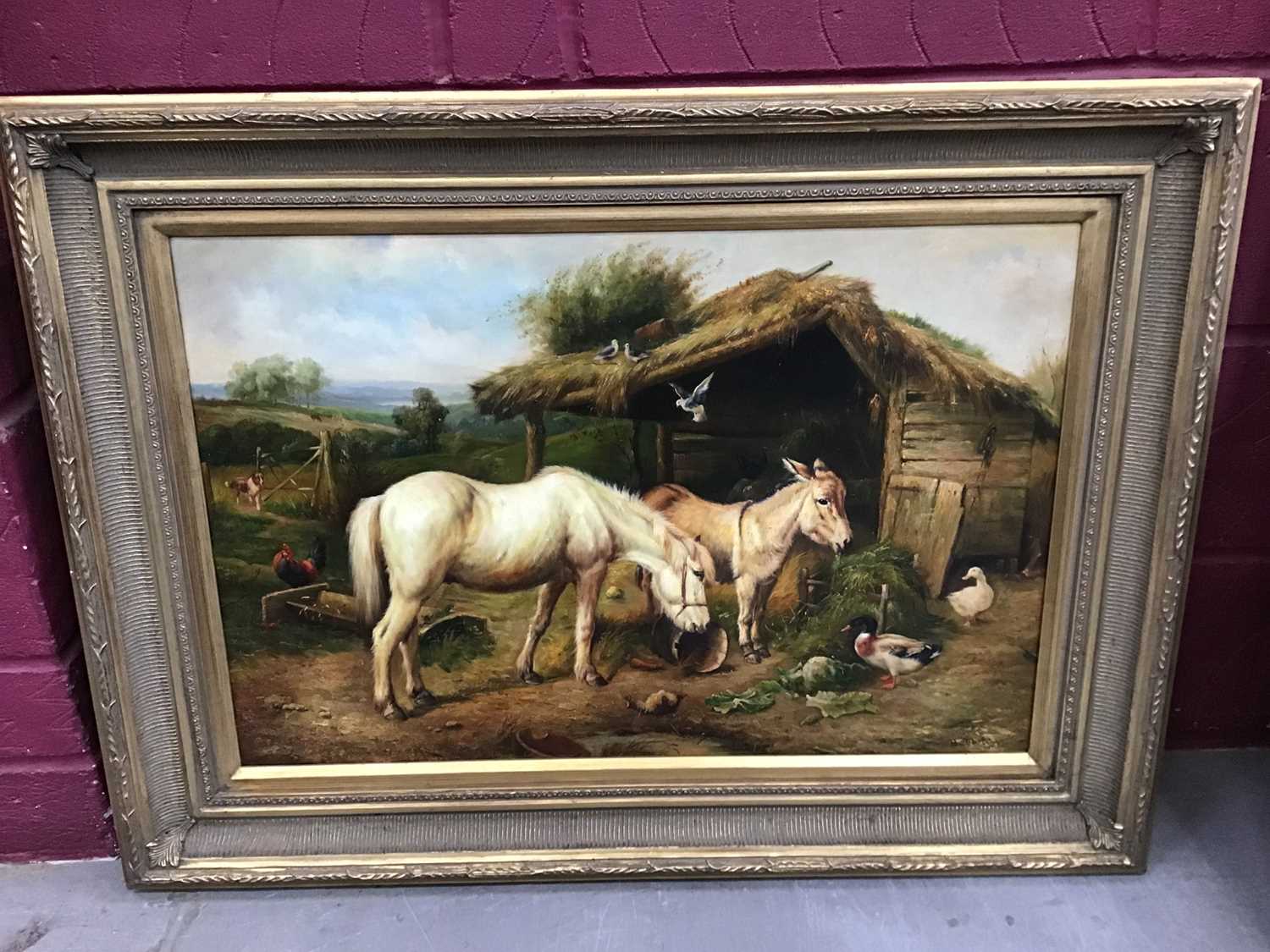 Lot 1034 - H Martin (20th century) oil on canvas, farmyard scene