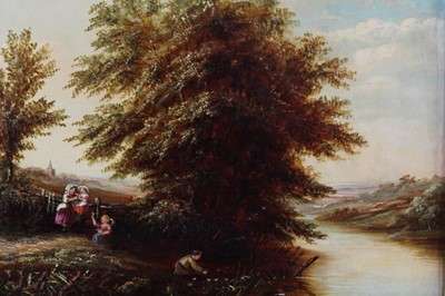 Lot 1150 - English School, 19th century, oil on canvas, ploughman, and a pair