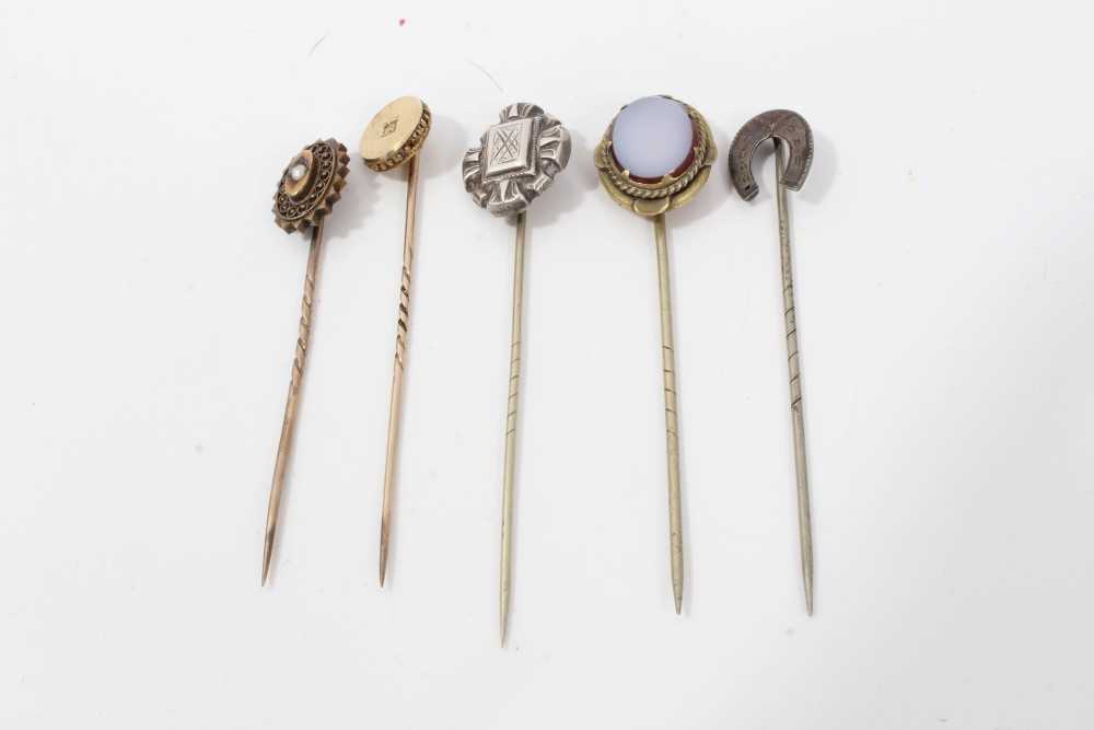 Lot 223 - Five Victorian stick pins