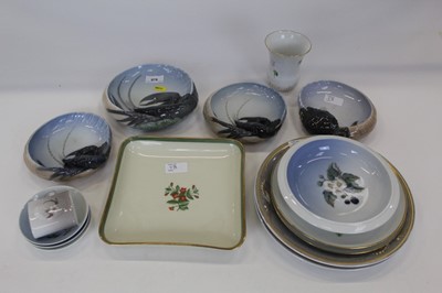 Lot 978 - Three Royal Copenhagen lobster dishes, matching crab dish, together with other Royal Copenhagen and Bing & Grondahl items