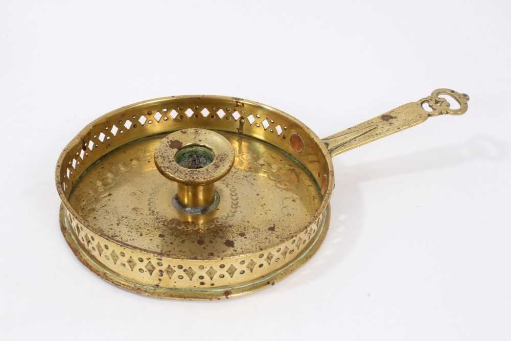 Lot 154 - Early, possibly 17th century brass chamber stick