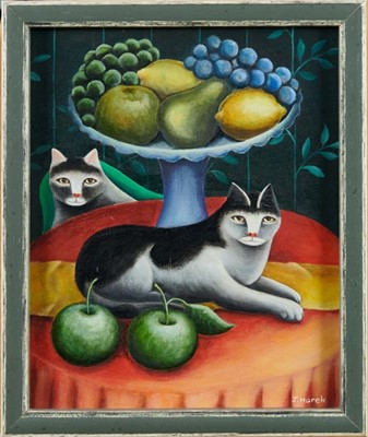 Lot 1137 - Jerzy Marek oil on board - Adam and Eve