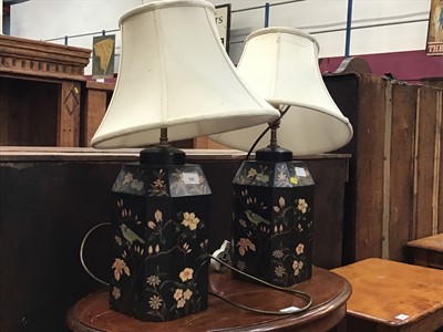 Lot 125 - Pair of Japanned lamps