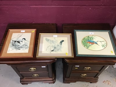 Lot 140 - Pam Mullings watercolour of a kingfisher, two prints