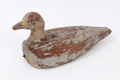 Lot 679 - Antique folk art painted wooden decoy duck