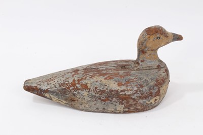 Lot 679 - Antique folk art painted wooden decoy duck