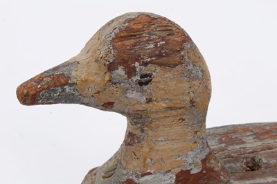 Lot 679 - Antique folk art painted wooden decoy duck