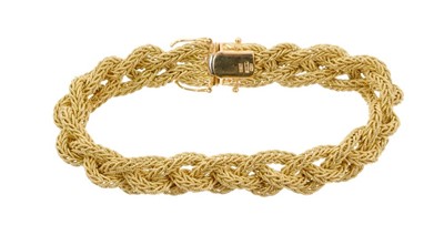 Lot 441 - 18ct gold bracelet with woven platted design