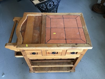 Lot 79 - Pine butcher's block on stand