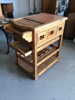 Lot 79 - Pine butcher's block on stand