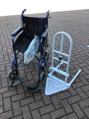 Lot 80 - Folding wheelchair and a bed aid
