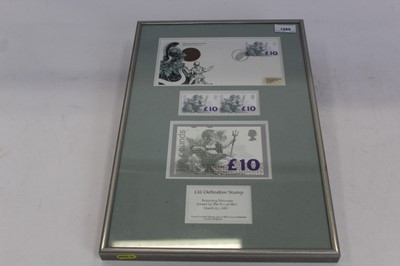 Lot 1269 - £10 definitive stamps, Britannia The Royal Mail 1993 framed and glazed