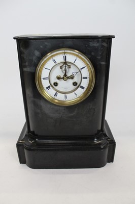 Lot 2181 - Late 19th Century Black slate mantle clock