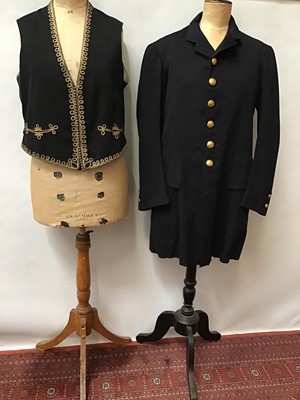 Lot 1806 - Antique Livery frock coat with Firmin & Sons Dragon on Crown buttons and waistcoat.