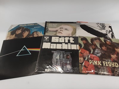 Lot 1865 - Qty mixed records rock, pop, prog LPs, Soft Machine, Bowie, Floyd, Zepplin