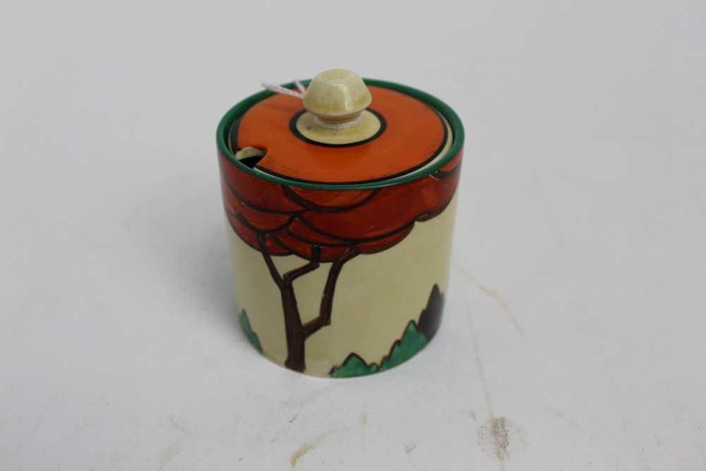 Lot 892 - Clarice Cliff Limberlost pattern perserve pot and cover