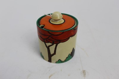 Lot 892 - Clarice Cliff Limberlost pattern perserve pot and cover