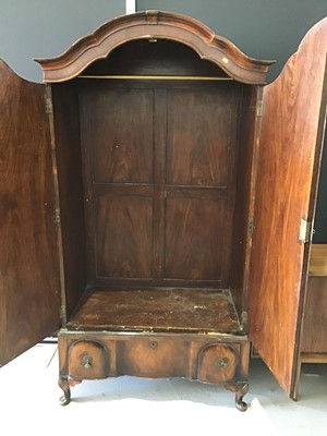 Lot 115 - Queen Ann style double wardrobe with single...